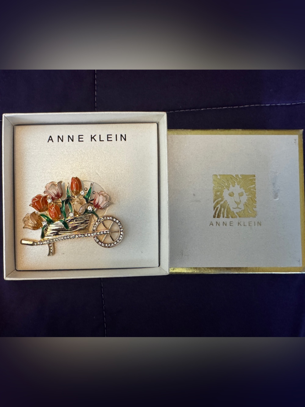 Anne Klein Gold-Tone Flower Cart Brooch NWT